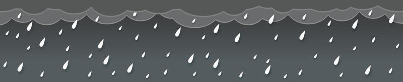 lluvia y nubes, fondo de tormenta, banner horizontal, ilustración vectorial. vector