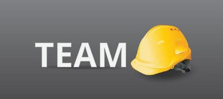 Team on background, construction concept, Yellow safety hard hat,  vector illustration.