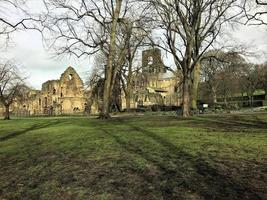 Leeds in Yorkshire in the UK in March 2020. A view of Kirkstall Abbey photo