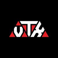 Diseño de logotipo de letra triangular vtx con forma de triángulo. monograma de diseño de logotipo de triángulo vtx. plantilla de logotipo de vector de triángulo vtx con color rojo. logotipo triangular vtx logotipo simple, elegante y lujoso. vtx