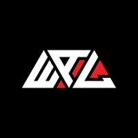 WAL triangle letter logo design with triangle shape. WAL triangle logo design monogram. WAL triangle vector logo template with red color. WAL triangular logo Simple, Elegant, and Luxurious Logo. WAL