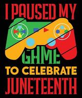 hice una pausa en mi juego para celebrar el diecinueve de junio gamer boys kid gaming camiseta