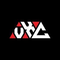 VXC triangle letter logo design with triangle shape. VXC triangle logo design monogram. VXC triangle vector logo template with red color. VXC triangular logo Simple, Elegant, and Luxurious Logo. VXC