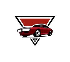 muscle car logo- vector illustration of badge emblem appearing stylishly isolated suitable for badges, shirts, stickers