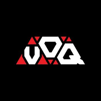 VOQ triangle letter logo design with triangle shape. VOQ triangle logo design monogram. VOQ triangle vector logo template with red color. VOQ triangular logo Simple, Elegant, and Luxurious Logo. VOQ