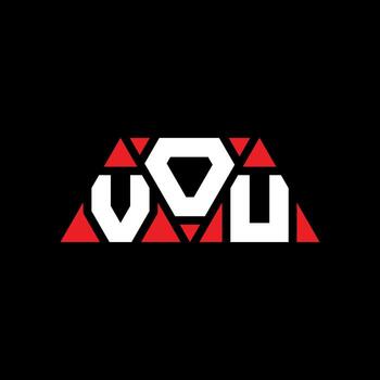 VOU triangle letter logo design with triangle shape. VOU triangle logo design monogram. VOU triangle vector logo template with red color. VOU triangular logo Simple, Elegant, and Luxurious Logo. VOU