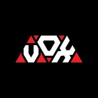 VOX triangle letter logo design with triangle shape. VOX triangle logo design monogram. VOX triangle vector logo template with red color. VOX triangular logo Simple, Elegant, and Luxurious Logo. VOX