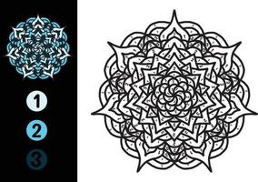 color by number mandala design. Number coloring page with cute mandala vector