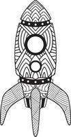 Cute and funny coloring page of a rocket vector