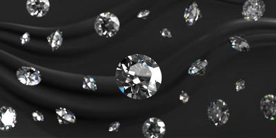 White diamonds group falling soft focus bokeh background 3d rendering photo