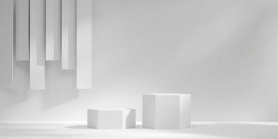 Abstract Minimal Modern White Podium Platform For Product Display Showcase 3D Rendering photo