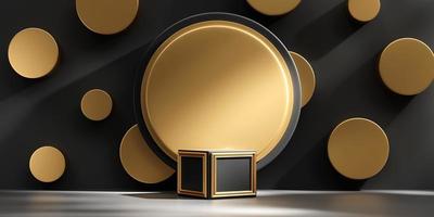 3D rendering abstract gold platform podium product presentation backdrop photo