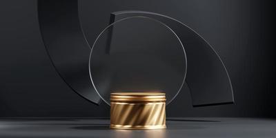 3D rendering abstract gold platform podium product presentation backdrop photo