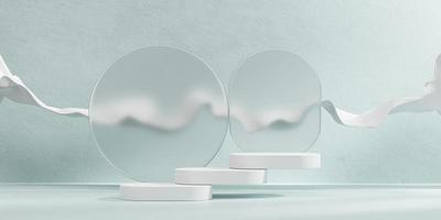Abstract white platform podium showcase for product display 3d rendering photo