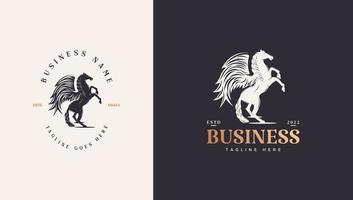 Horse logo has wings with challenging standing horse vector