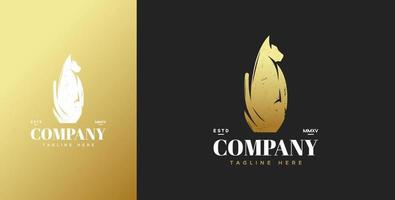 Cat logo in shiny luxury gold color vector