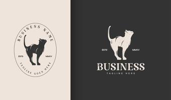 Cat logo with cat illustration standing waiting vector