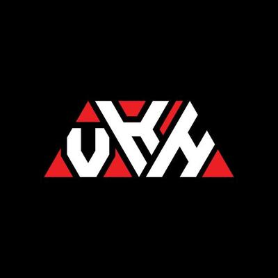 VKH triangle letter logo design with triangle shape. VKH triangle logo design monogram. VKH triangle vector logo template with red color. VKH triangular logo Simple, Elegant, and Luxurious Logo. VKH