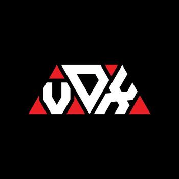 Diseño de logotipo de letra triangular vdx con forma de triángulo. monograma de diseño de logotipo de triángulo vdx. plantilla de logotipo de vector de triángulo vdx con color rojo. logotipo triangular vdx logotipo simple, elegante y lujoso. vdx
