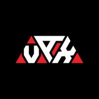 diseño de logotipo de letra triangular vax con forma de triángulo. monograma de diseño del logotipo del triángulo vax. plantilla de logotipo de vector de triángulo vax con color rojo. logotipo triangular vax logotipo simple, elegante y lujoso. vax