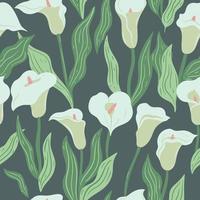 Seamless pattern with calla flowers. Vector graphics.