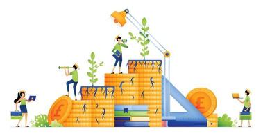 Design of Growing and sure investment from education with tuition subsidy policy for economic progress. Illustration for landing pages websites posters banners mobile apps web social media ads etc vector