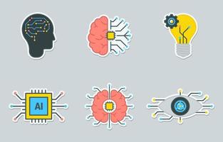 Artificial Intelligence Stickers Set vector