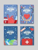 conjunto de tarjetas del día nacional del médico vector