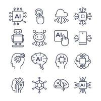 Artificial Intelligence Icons Set vector
