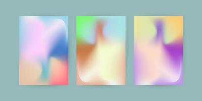 Group of three colorful pastel abstract curve design in gradient templae, with soft blue, pink, green, purple color design, vector and illustration graphic