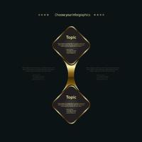 A Luxury infographic tangle connection buttons concept on dark background, The Golden Link objects for web buttons, and premuim charts vector, illustration vector