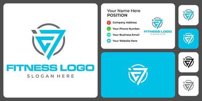 Letter i C 7 monogram fitness logo design with business card template. vector