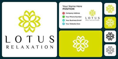 Simple and modern lotus logo design with business card template. vector