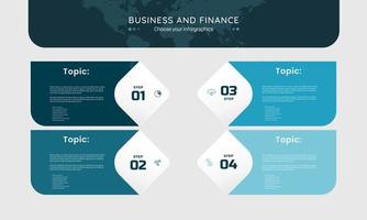 Modern Four paper white overlapping placed in horizontal row. Concept of 4 successive steps of progressive business development. Simple infographic design template. Abstract vector illustration