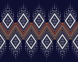 Geometric ethnic texture embroidery design with Dark Blue background design, skirt,wallpaper,clothing,wrapping,Batik,fabric,sheet, white triangle shapes Vector, illustration Texture vector