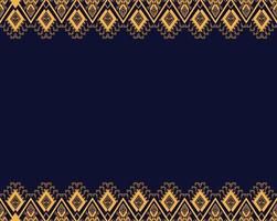 Geometric ethnic texture embroidery design with Dark Blue background design, skirt,wallpaper,clothing,wrapping,fabric, sheet, yellow triangle shapes Vector, illustration pattern
