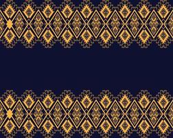 Geometric ethnic texture embroidery design with Dark Blue background design, skirt,wallpaper,clothing,wrapping,fabric, sheet, yellow triangle shapes Vector, illustration pattern vector