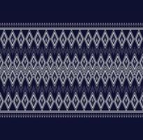 diseño de bordado de textura étnica geométrica en blanco y negro con diseño de fondo azul oscuro, falda, alfombra, papel pintado, ropa, envoltura, batik, tela, hoja blanca, vector de formas triangulares, ilustración