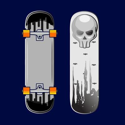 Skateboard Style Halloween Vector Line Neon Art Potrait Logo Colorful Design with Dark Background.