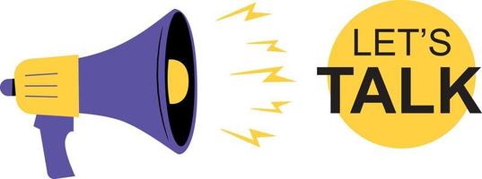 Marketing time concept, megaphone, loudspeaker with lightning. Vector illustration