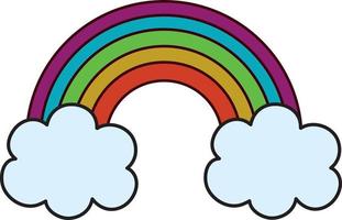 picture of rainbow and two clouds on white background vector
