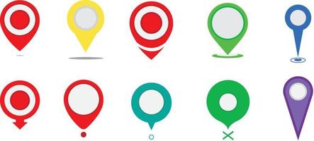 Map pointers icon set. Collection of colorful location pins. Map pointer gps location vector