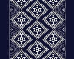 bordado de textura étnica geométrica con fondo azul oscuro, papel tapiz, falda, alfombra, papel tapiz, ropa, envoltura, batik, tela, hoja, textura, patrón en vector, ilustración vector