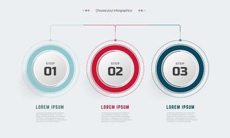 infografía tres opciones de color rosa y negro ilustración vectorial vector