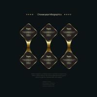 Group of Luxury infographic tangle connection buttons concept on dark background vector
