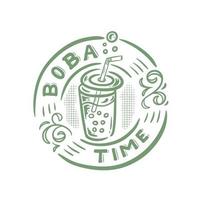 logotipo de ilustración de bebida de tiempo de boba vector