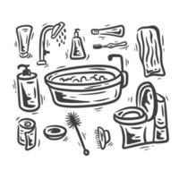 illustration bathroom tools icon set vector