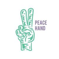 illustration peace hand logo vintage vector