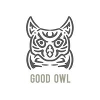 illustration head owl logo vintage vector