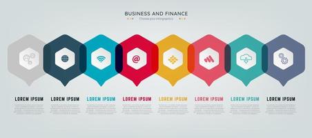 plantilla infográfica vectorial roja con etiqueta, círculos integrados. concepto de negocio con 8 opciones. para contenido, diagrama, diagrama de flujo, pasos, partes, infografías de línea de tiempo, flujo de trabajo, diseño de gráficos vector